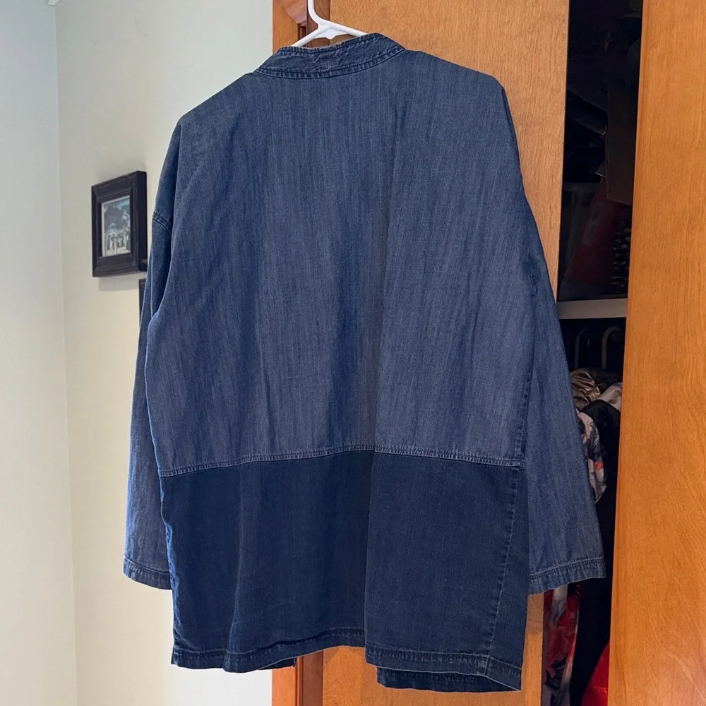 Eileen Fischer Extremely Light Denim Open Front Jacket XL - Picture 8 of 10